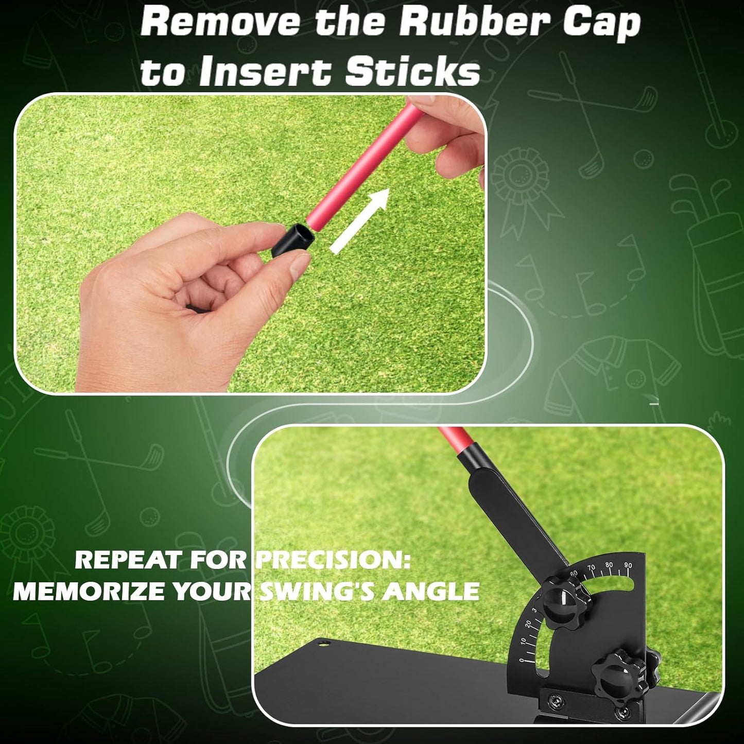 Pro Golf Alignment Sticks Holder – Adjustable Swing Plane Trainer with Weighted Base | Angle Plate Golf Training Aid for Swing Path, Putting & Aiming