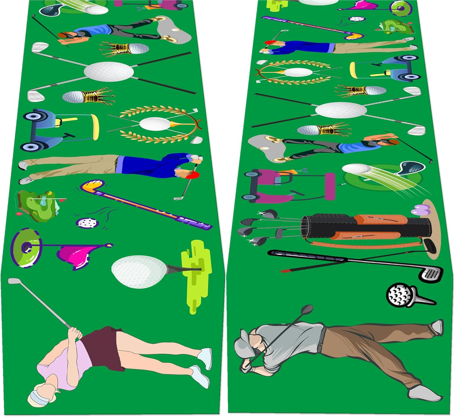 2 Pack Golf Table Runner Party Supplies Decorations Sports Themed Table Cover Birthday Baby Shower Gender Revealed Party Tablecloth-72x12 Inch