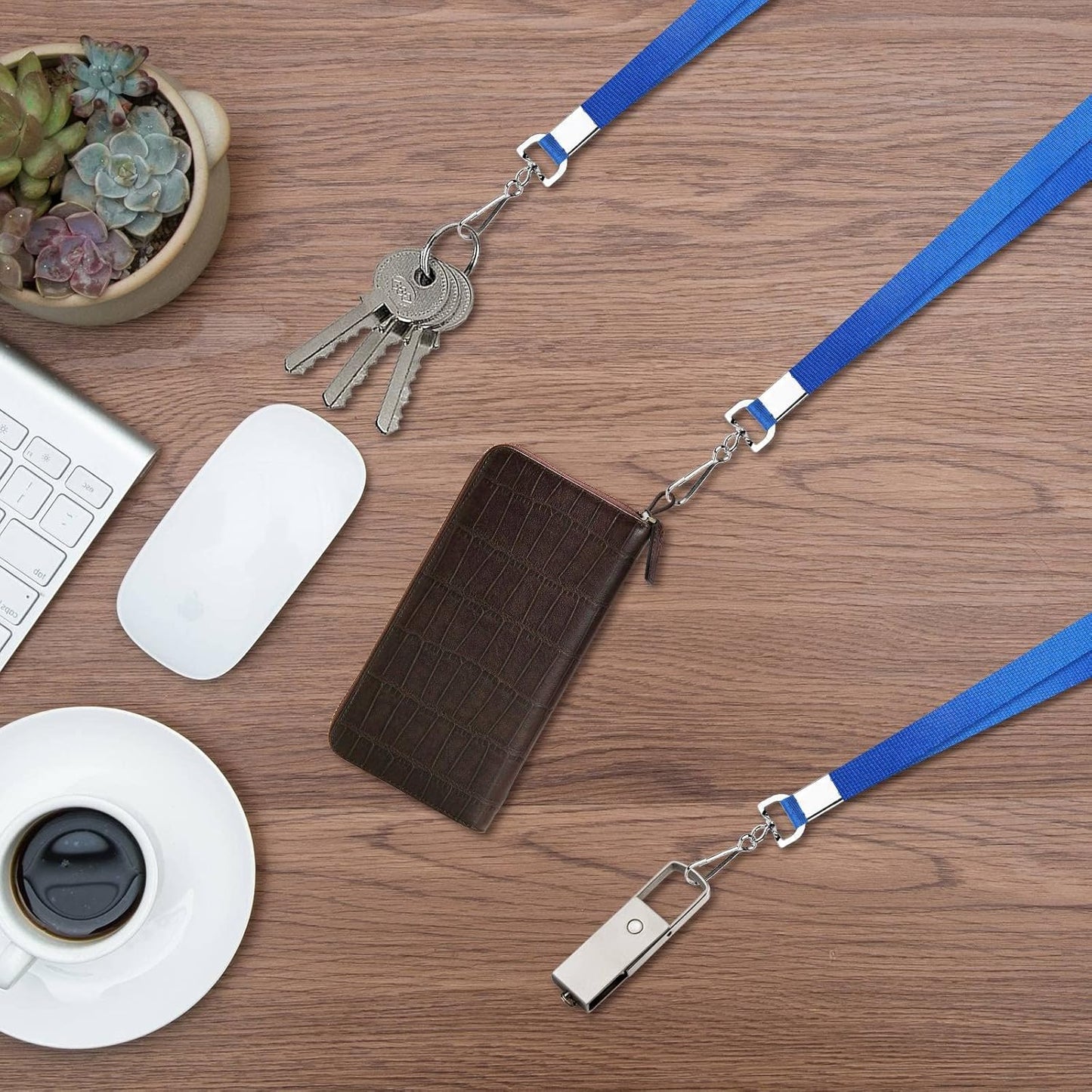 50 Pack BlueLanyard Bulk Lanyard for id Badge Holder Durable Flat Lanyard with Swivel Hook and Badge Clip