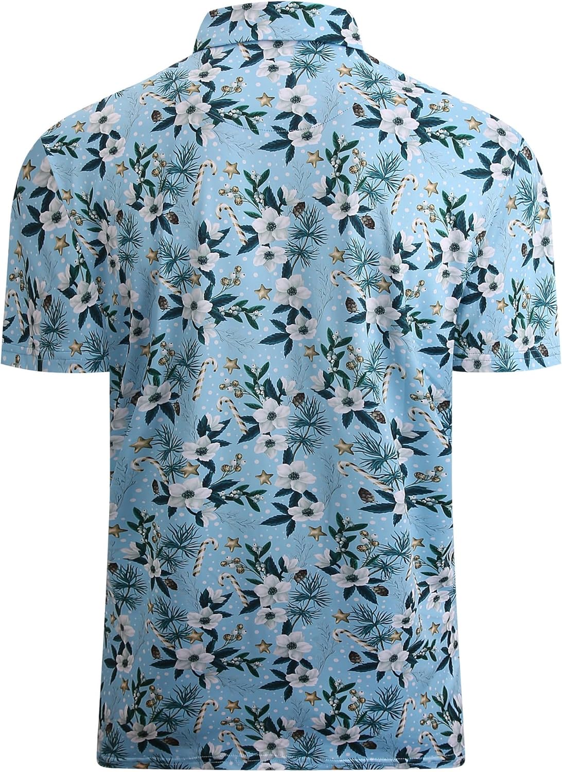 Alex Vando Mens Hawaiian Golf Shirt Moisture Wicking Digital Print Golf Shirts for Men