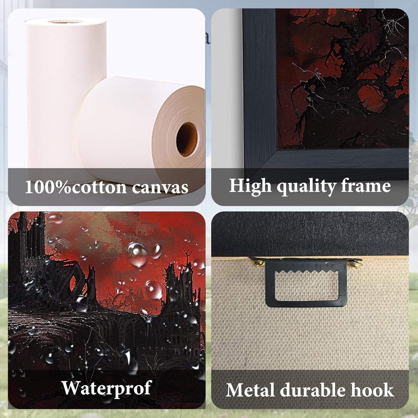 Large Gothic Spooky Haunted House Framed Wall Art for Living Room Dark Academia Castle Pictures Wall Decor Goth Print Painting Artwork Home Decorations for Gothic Room Bedroom Office 36x24 inch