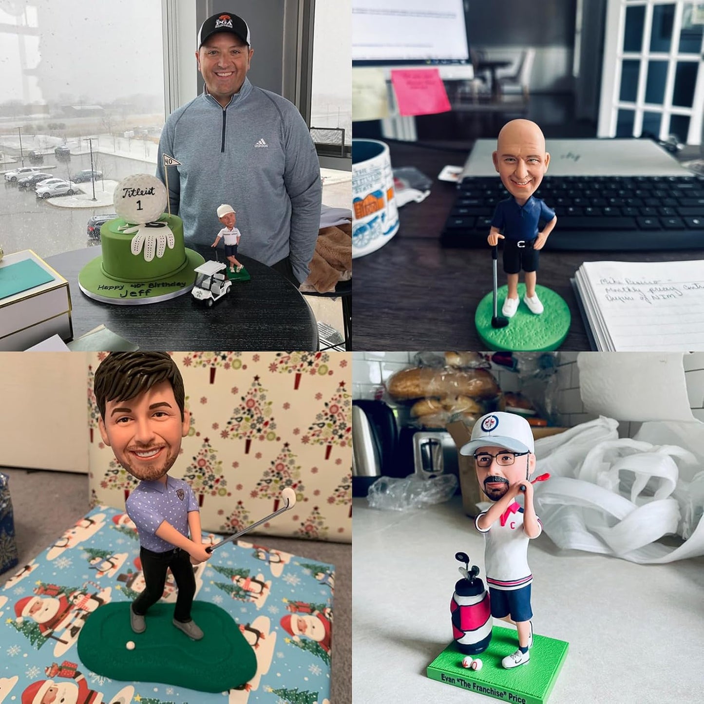 Custom Bobblehead, Golf Handmade Personalized Sculpture Gift, Polymer Clay, Custom Unique Bobblehead Doll Based on Image, Memorial Gift for Friends, Family, Boss, Office Colleagues, White
