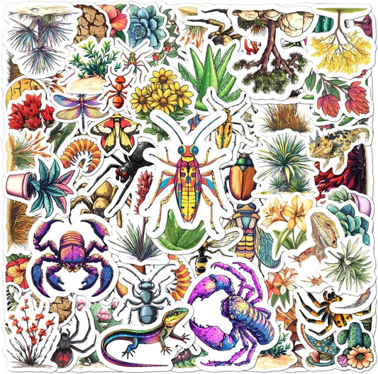 108 PCS Reptile Stickers, Colorful Vinyl Decals for Journals, Scrapbooks, Laptops, Water Bottles, Nature Themed Party Favors and Decorations, Waterproof and Durable Animal