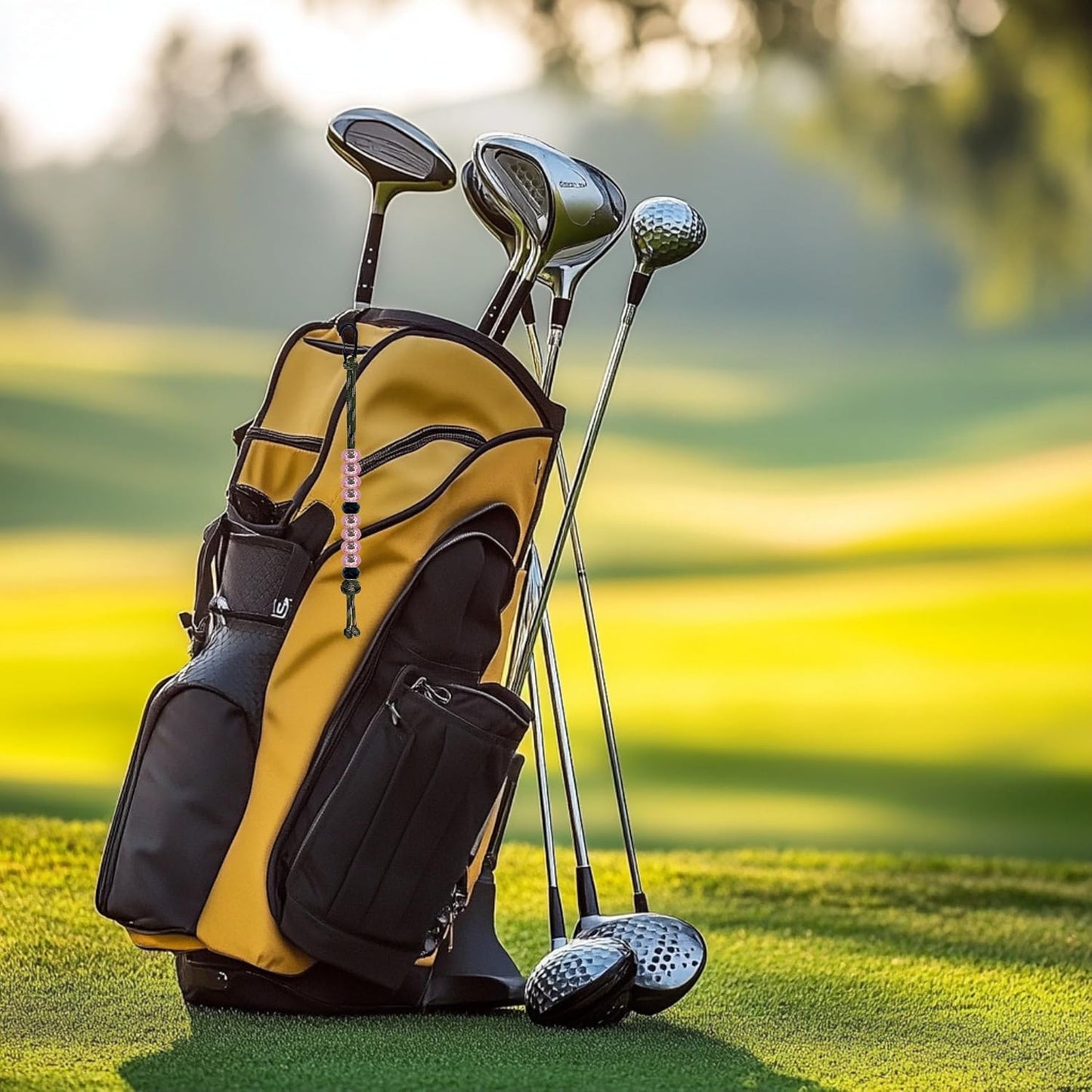 LAMIBEE Golf Beads Count Stroke Score Counter, Durable 550 lbs Paracord String with 10 Beads, Easy Scorekeeping, Hand-Braided with Clip