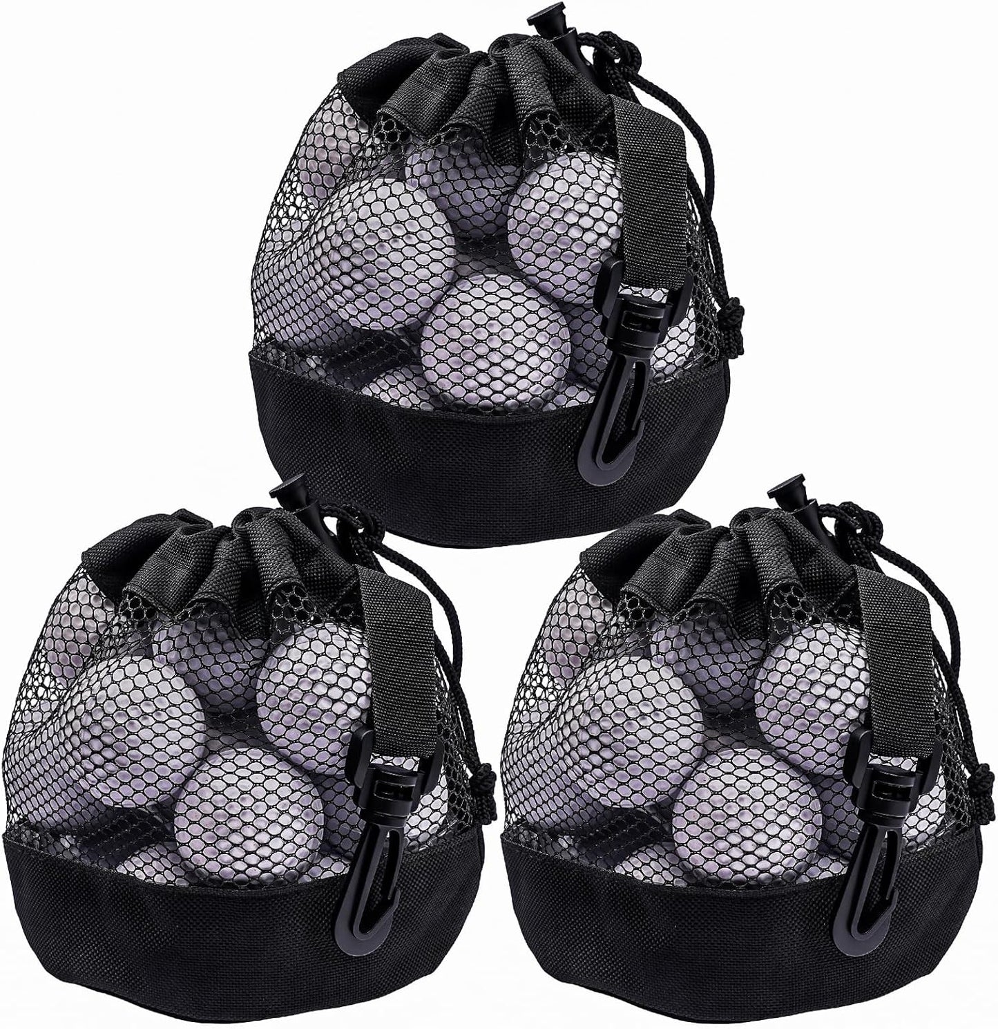 3PCS Golf Ball Bags with Drawstring, Nylon Mesh Bag for Golf Balls, Design for Most Outdoor Storage