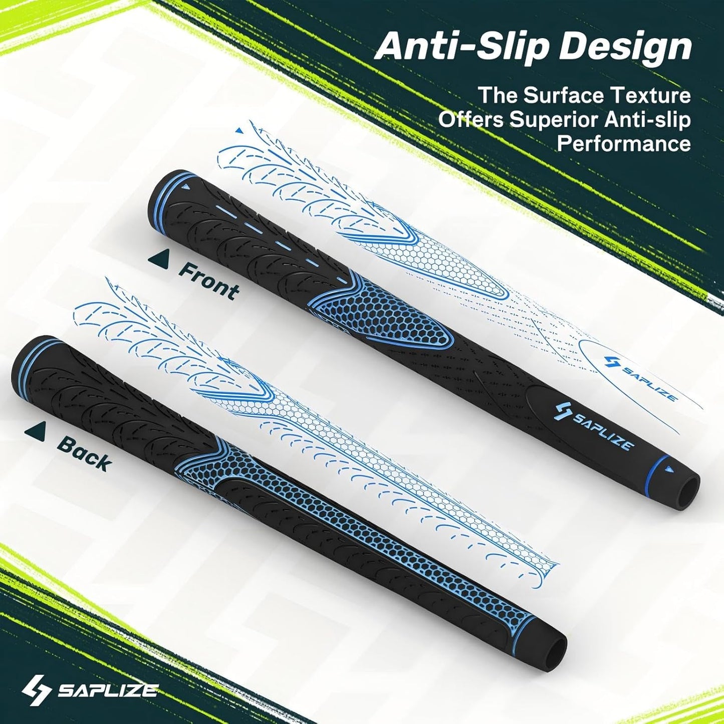 SAPLIZE CC01 Rubber Golf Grips, 4 Colors Available, Standard/Midsize Anti-Slip Rubber Golf Club Grips
