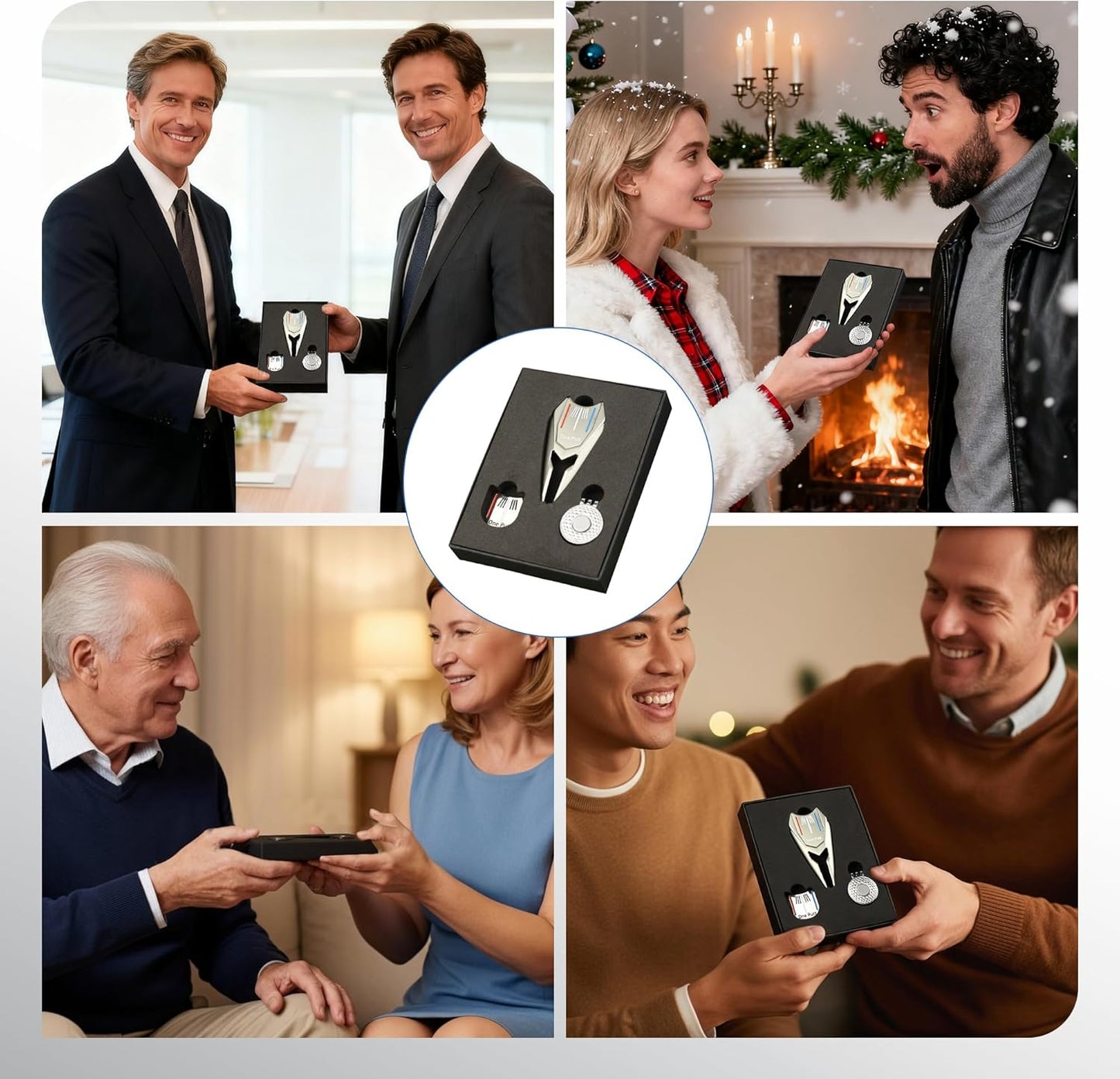 Multifunctional Golf Divot Repair Tool with Strong Magnetic Golf Ball Marker & Hat Clip, Metal Golf Ball Cleaner with Thin Tips, Suitable for Both Men and Women, and can be Used as a Gift