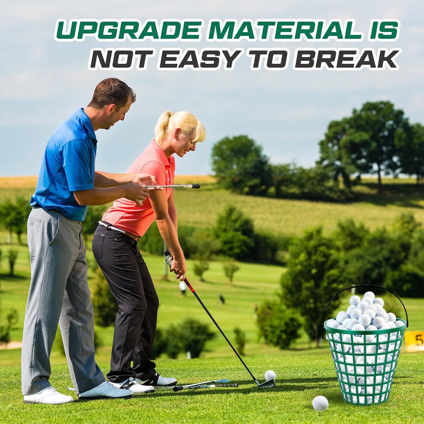 2 Pcs Golf Ball Basket, Can Hold Balls Golf Ball Container with Handle Ball Holder Contain Stadium Accessories Golf Ball Storage Bucket for Golf Storage Accessories