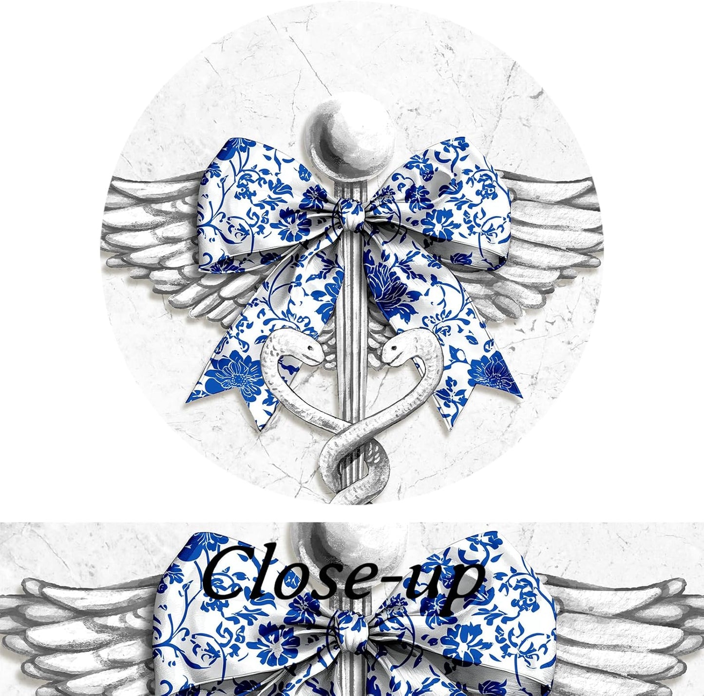 KREATIVE ARTS Blue and White Porcelain Medical Canvas Wall Art Black Frame Stethoscope Syringe Winged Medical Symbol Prints Chinese Style Decor for Nurse Doctor Office Clinic Hospital 12x16 Inches Set of 3