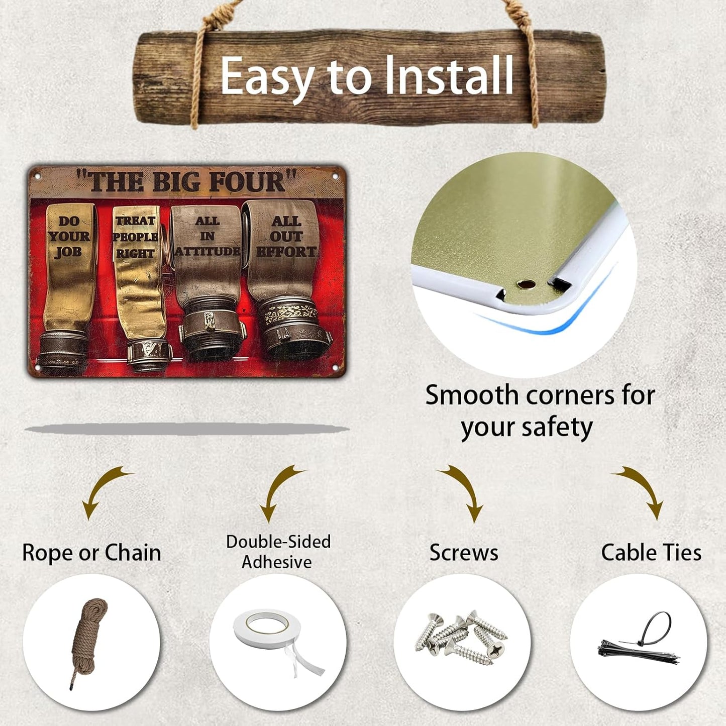 The Big Four Firefighter Do Your Job Firefighter Metal Tin Sign 8x12 Inch Retro Firefighter Metal Poster Plaque Fun Firefighter Tin Sign Home Kitchen Garden Bar Coffee Man Cave Wall Decor