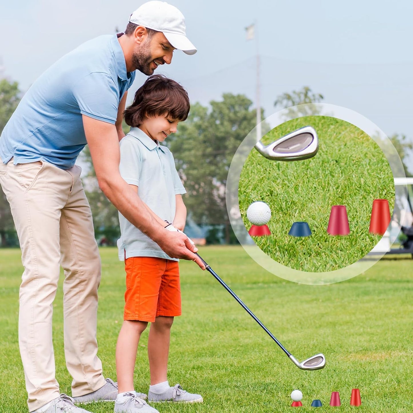 Gejoy 24 Pieces Rubber Winter Golf Tees Golf Rubber Tees Practice Tee Holder with 4 Different Height for Practice, 38,22,16.5,12 mm