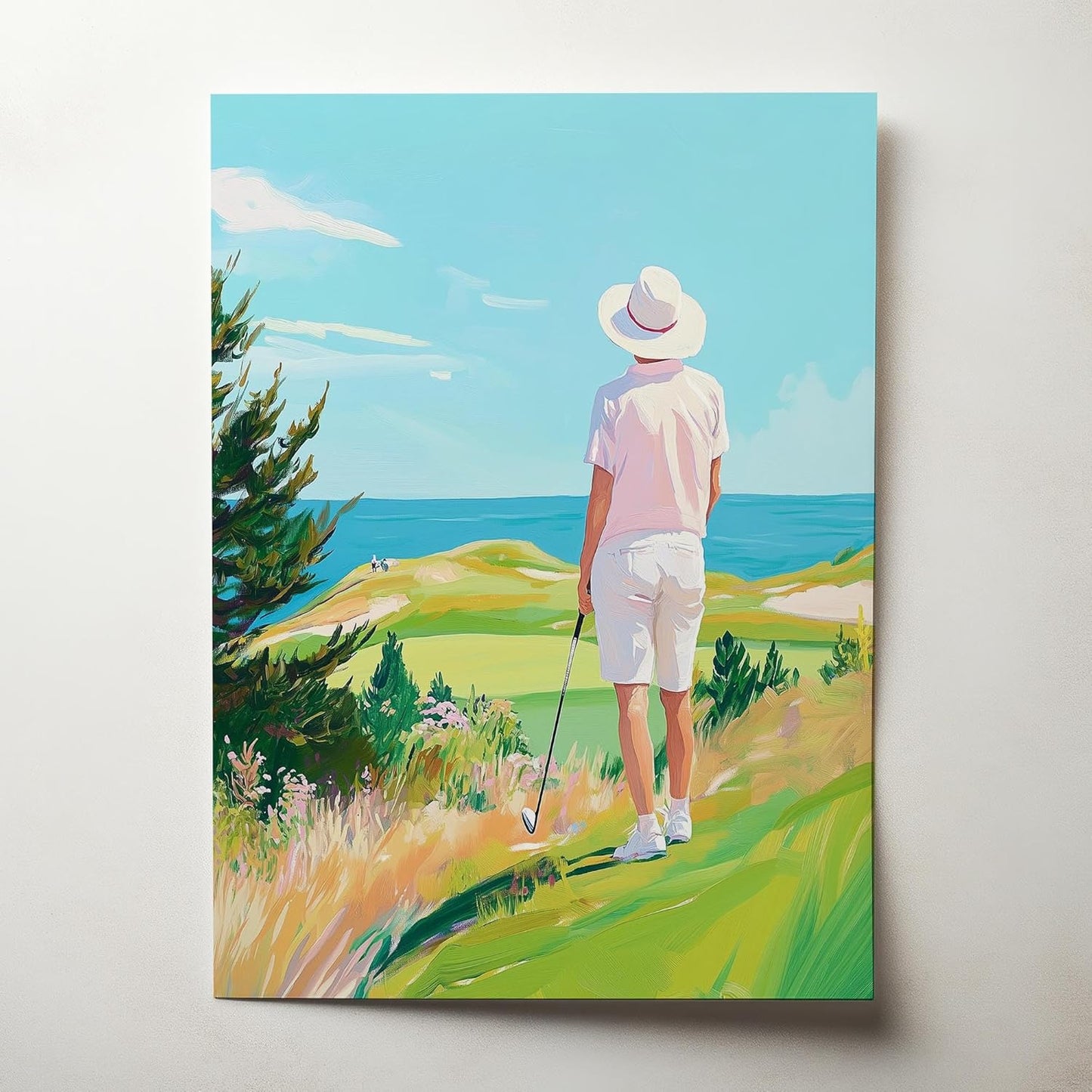 Golf Course Floral Pastel Art Print Posters - Premium Giclee Fine Art Prints - Golf Course Home Decor Posters, Golfer Art Prints for Home and Office Decor - Vintage Aesthetic, Ready to Frame