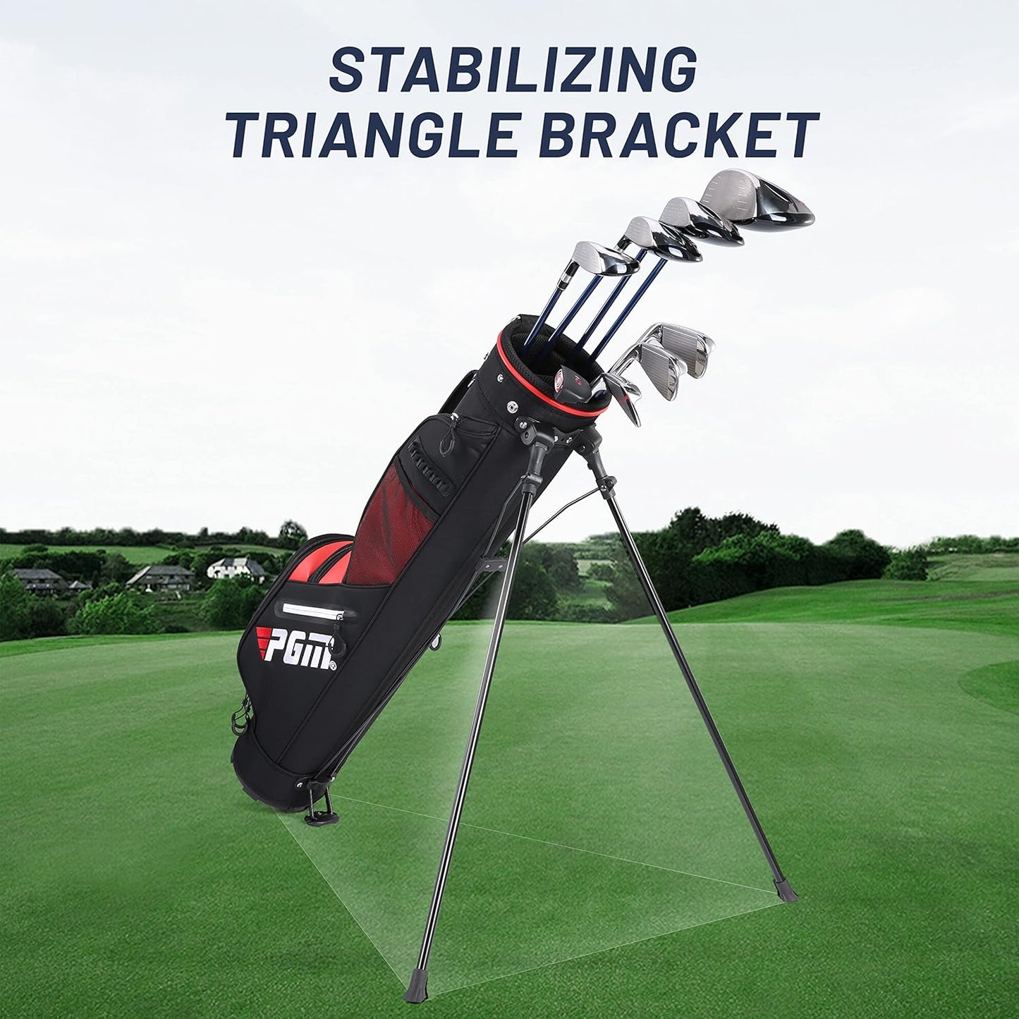 PGM Sunday Golf Stand Bag for Women and Men - Easy Carry Pitch Lightweight Golf Stand Bag with Cooler Pouch and Valuables Pocket for Driving Range Par 3 Executive Courses