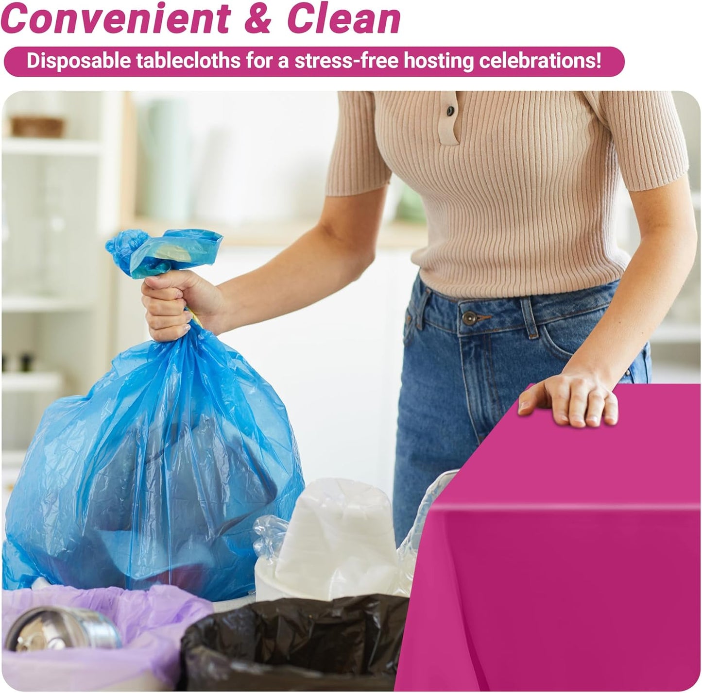 12 PCS Rose Red Disposable Tablecloth, Rectangle Plastic Table Cover, Elegant Smooth Table Cloth, 54 X 108 IN Hot Red Disposable Tablecloth for Birthday Parties, Weddings, Picnics, and Outdoor Events