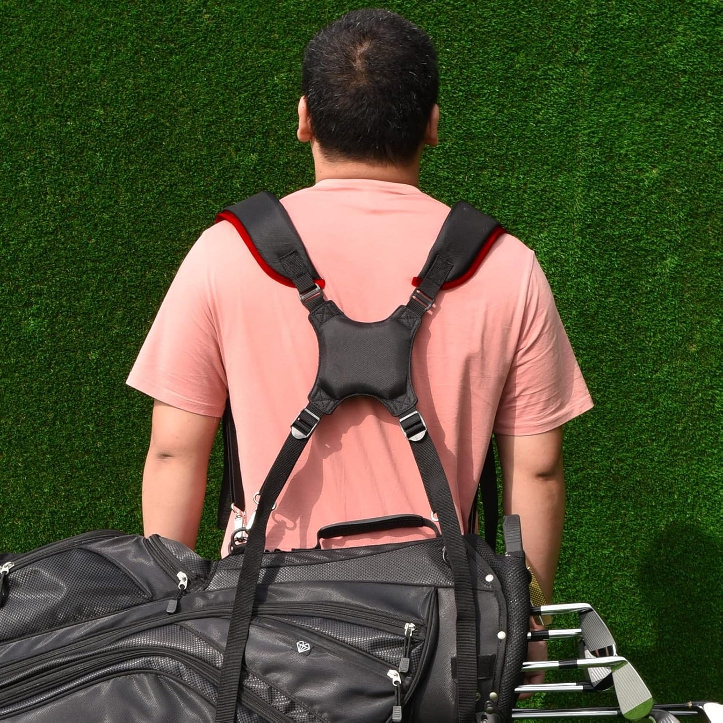 BIG TEETH Golf Bag Strap,Adjustable Padded Bag Strap Replacement,Golf Double Shoulder Bag Straps with 4Pcs Rotate Hooks