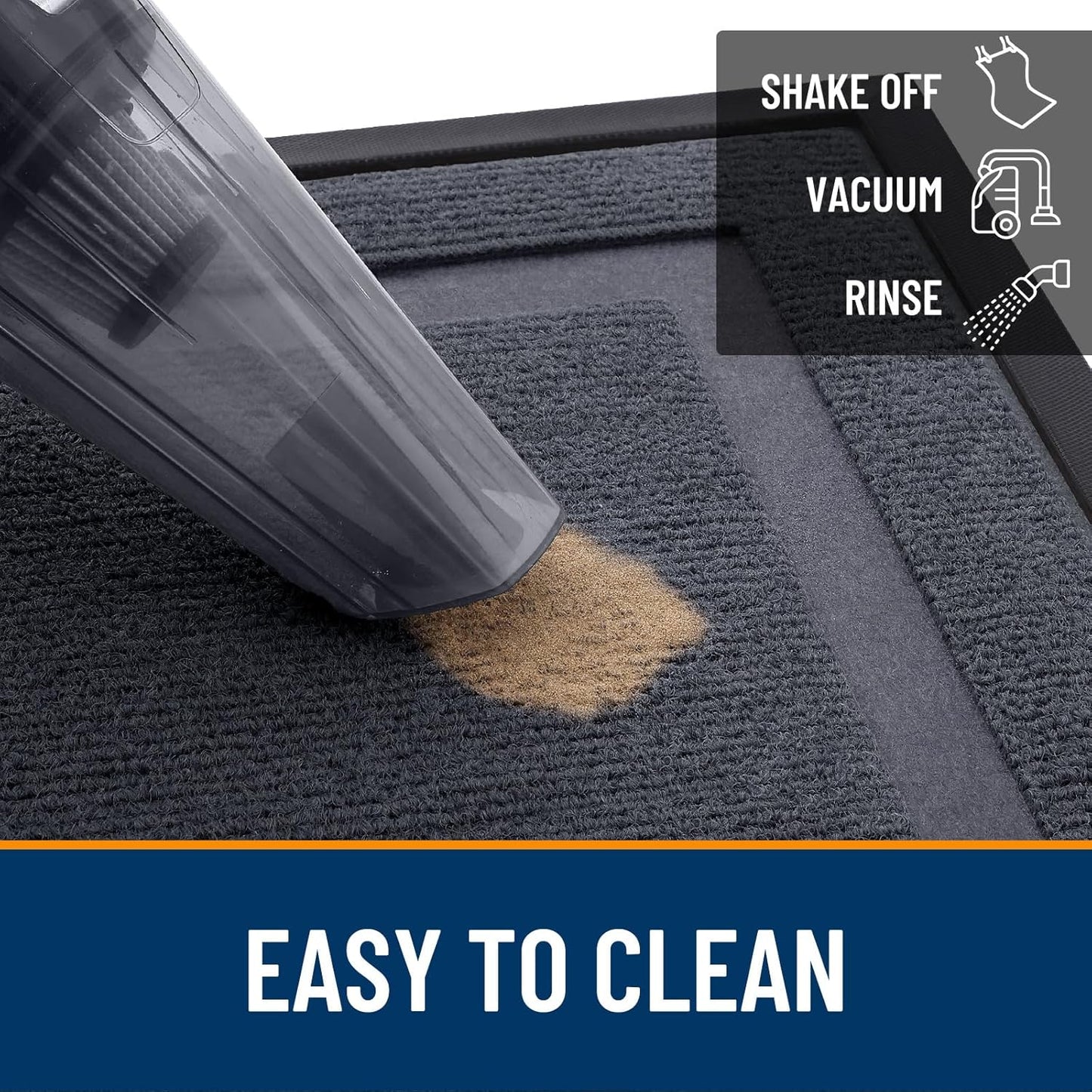 OLANLY Front Door Mat Indoor Outdoor Entrance, Waterproof All-Season, All-Weather Doormat, Sturdy Natural Rubber, Fade Resistant, Low Profile, Easy Clean Patio Porch Entryway Mat, 71x23, Light Grey