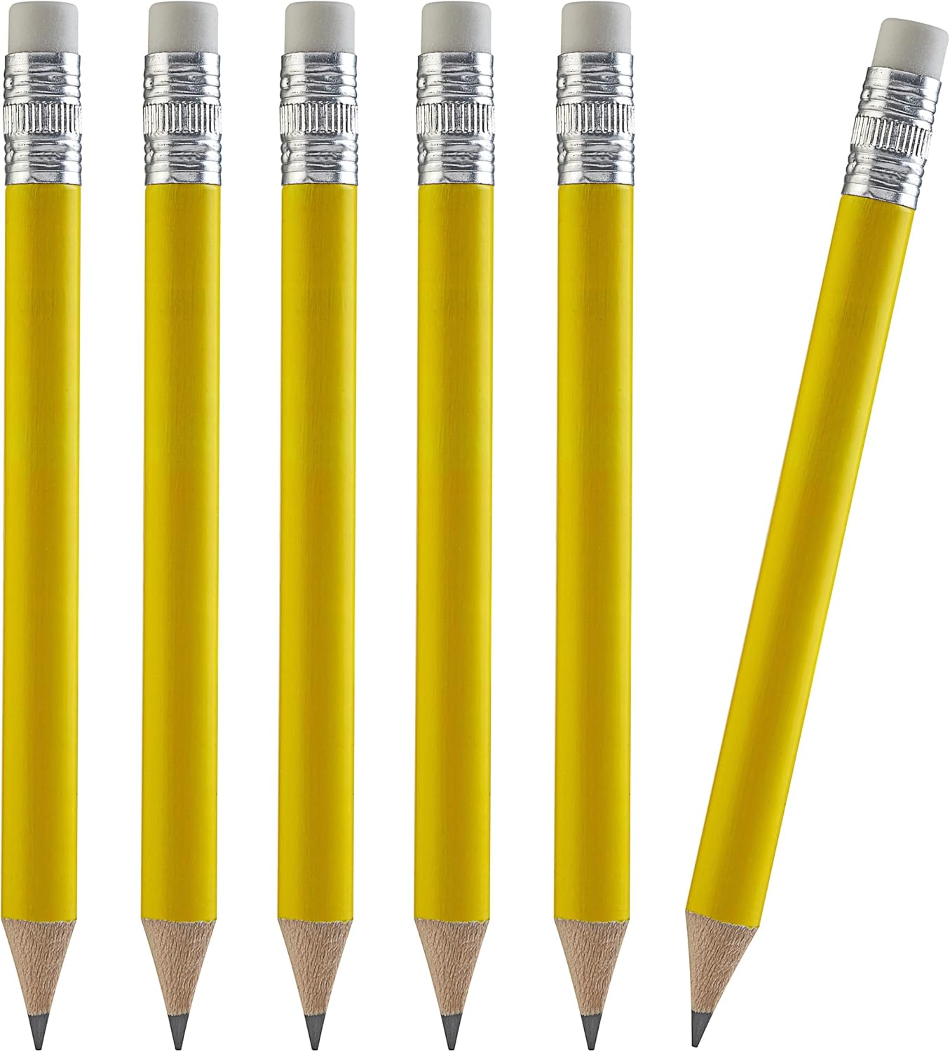 TH Golf 100pcs Golf Pencils, 4 Inch Mini Pencils Half Pencils with Eraser Sharpened Wood Mini Round Pencils for Schools Wedding Toddlers Home Corporate Multiple Colours (Neon Yellow)