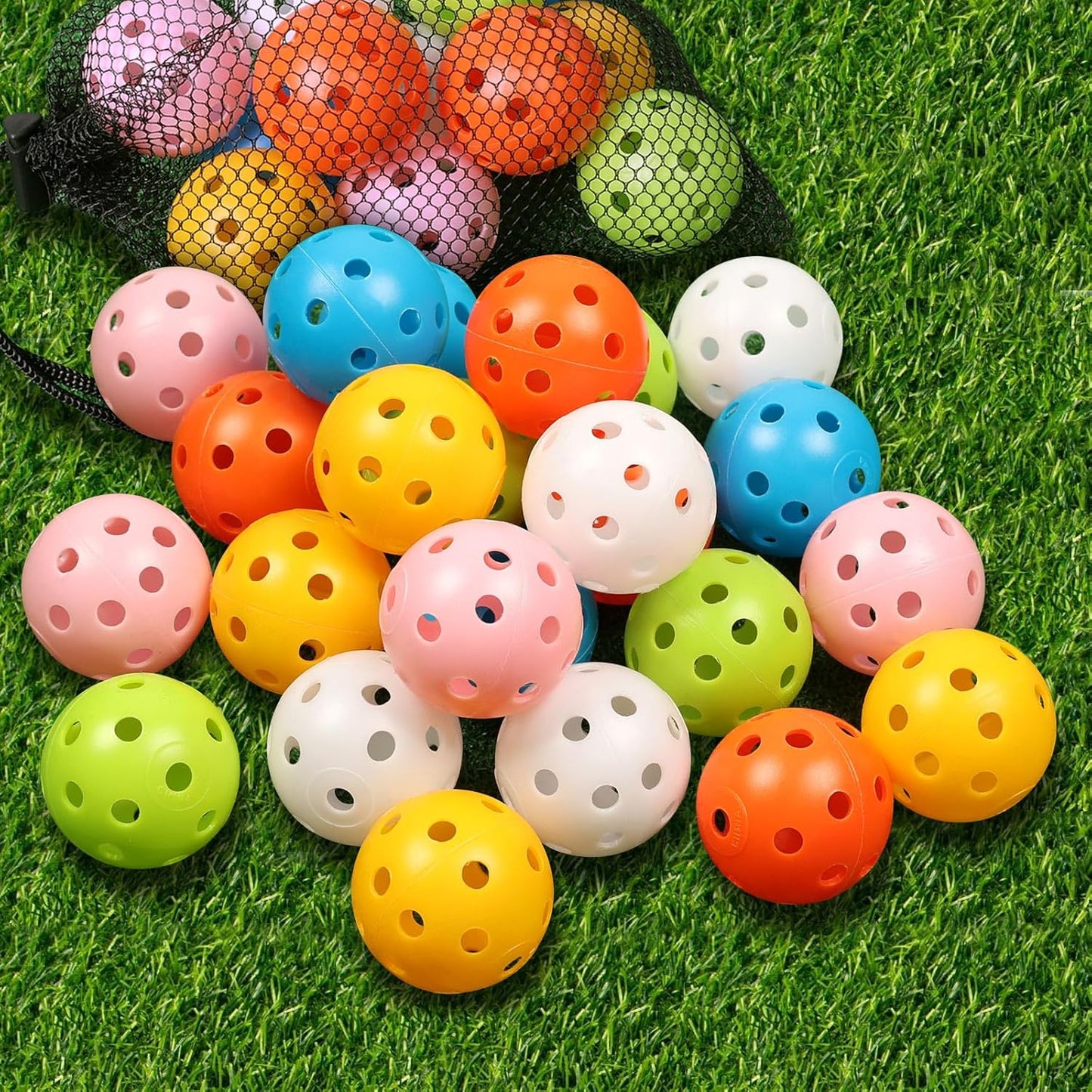 THIODOON Practice Golf Balls Limited Flight Golf Balls 40mm Hollow Plastic Golf Training Balls Colored Airflow Golf Balls for Swing Practice Driving Range Home Use Indoor