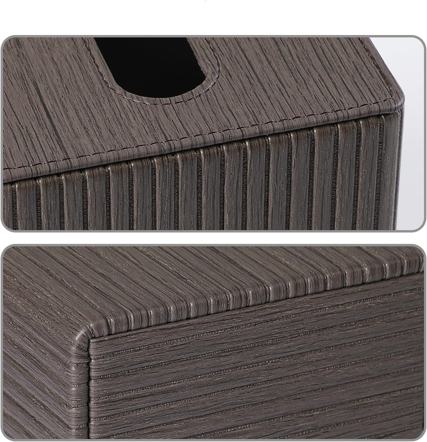PU Leather Tissue Box Cover Square Tissue Box Holder with Magnetic Closure (Dark Brown)