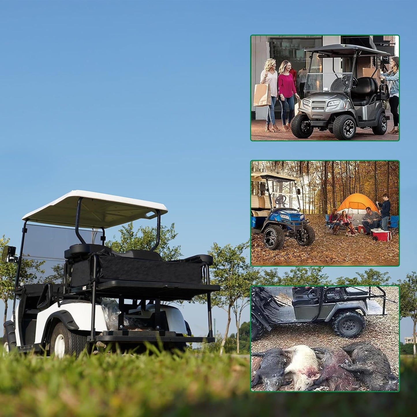 Golf Cart Storage Organizer, Sturdy Golf Cart Trunk Organizer, Collapsible for Yamaha,Club Car, EZGO Golf Cart, Pickup Truck Bed, Van, Adjustable Securing Straps, Foldable Cover Black