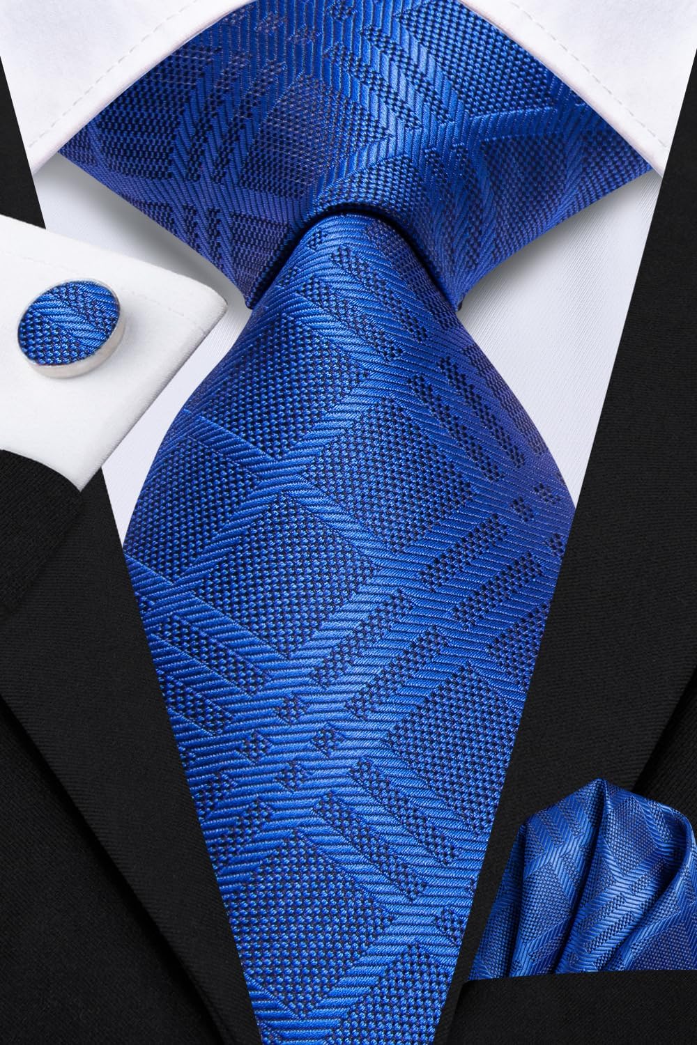 Dubulle Mens Paisley Striped Tie WOVEN Necktie for Men and Handkerchief Cufflinks Set Wedding Formal Business