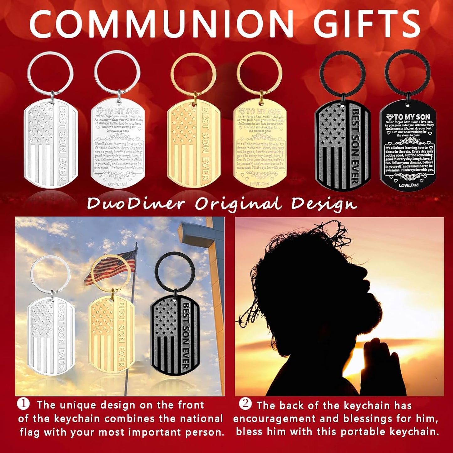 Football/Baseball/Soccer/Basketball Keychain for Men First Communion Baptism Confirmation Mens Gifts