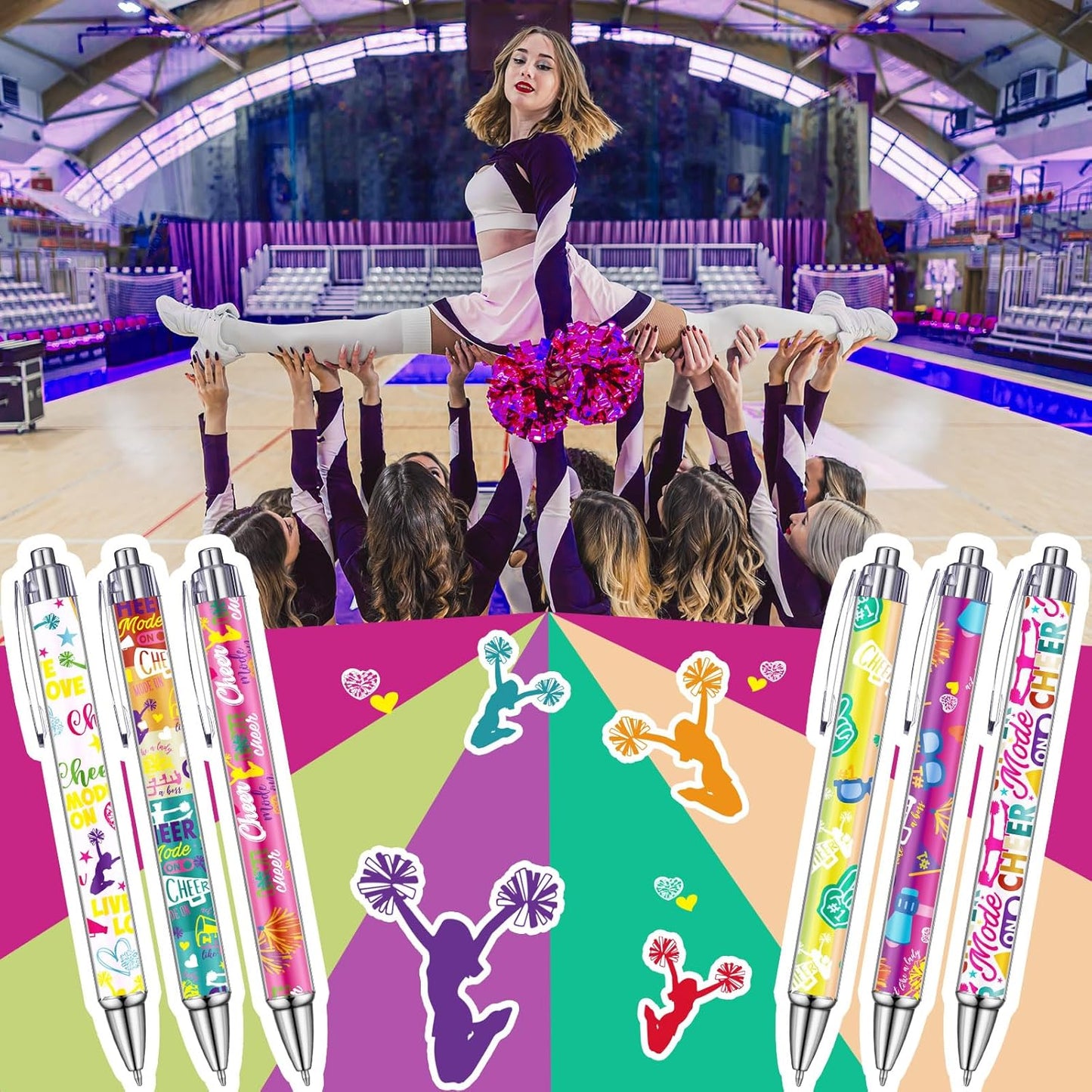 48 Pcs Cheerleader Ballpoint Pens Cheerleader Party Favors Gifts Black Ink Retractable Ballpoint Pens for Gifts Party Supplies Favors Accessories in Bulk