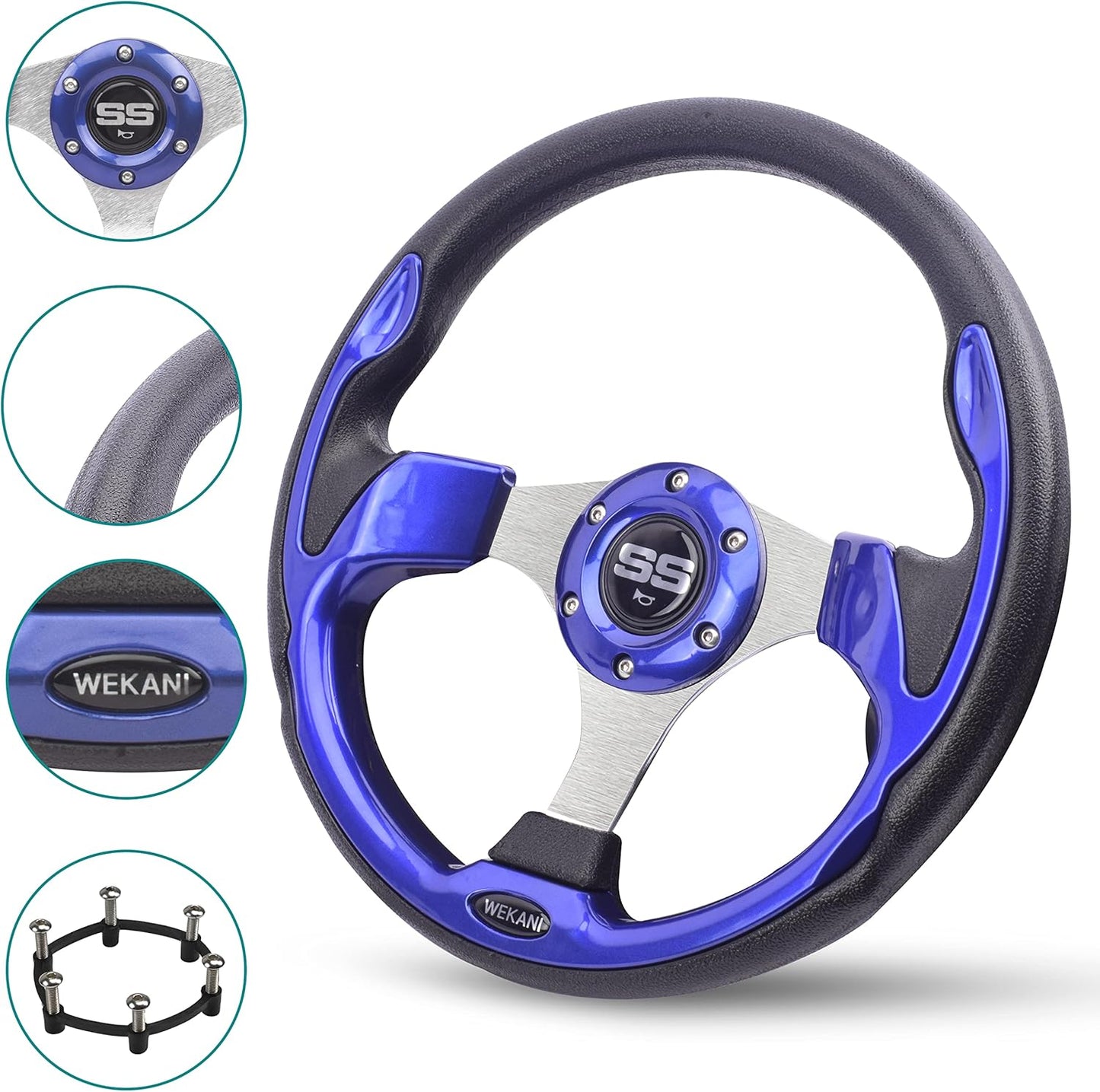 Golf Cart Steering wheel for EZGO YAMAHA and Club Car Precedent Most Golf carts Blue
