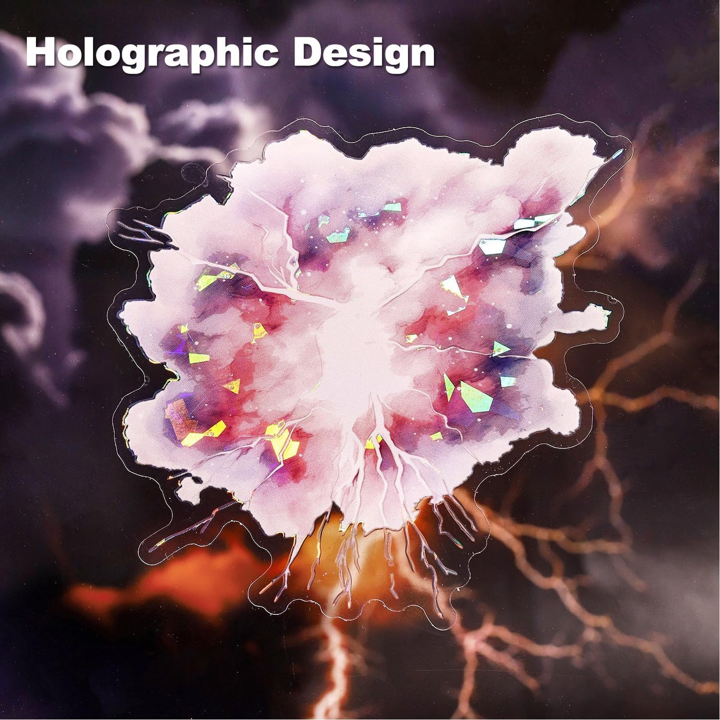 Lightning Tornado PET Sticker Set, 60Pcs Large Holographic Stickers for Scrapbooking, Journaling, Junk Journal Supplies, and DIY Crafts