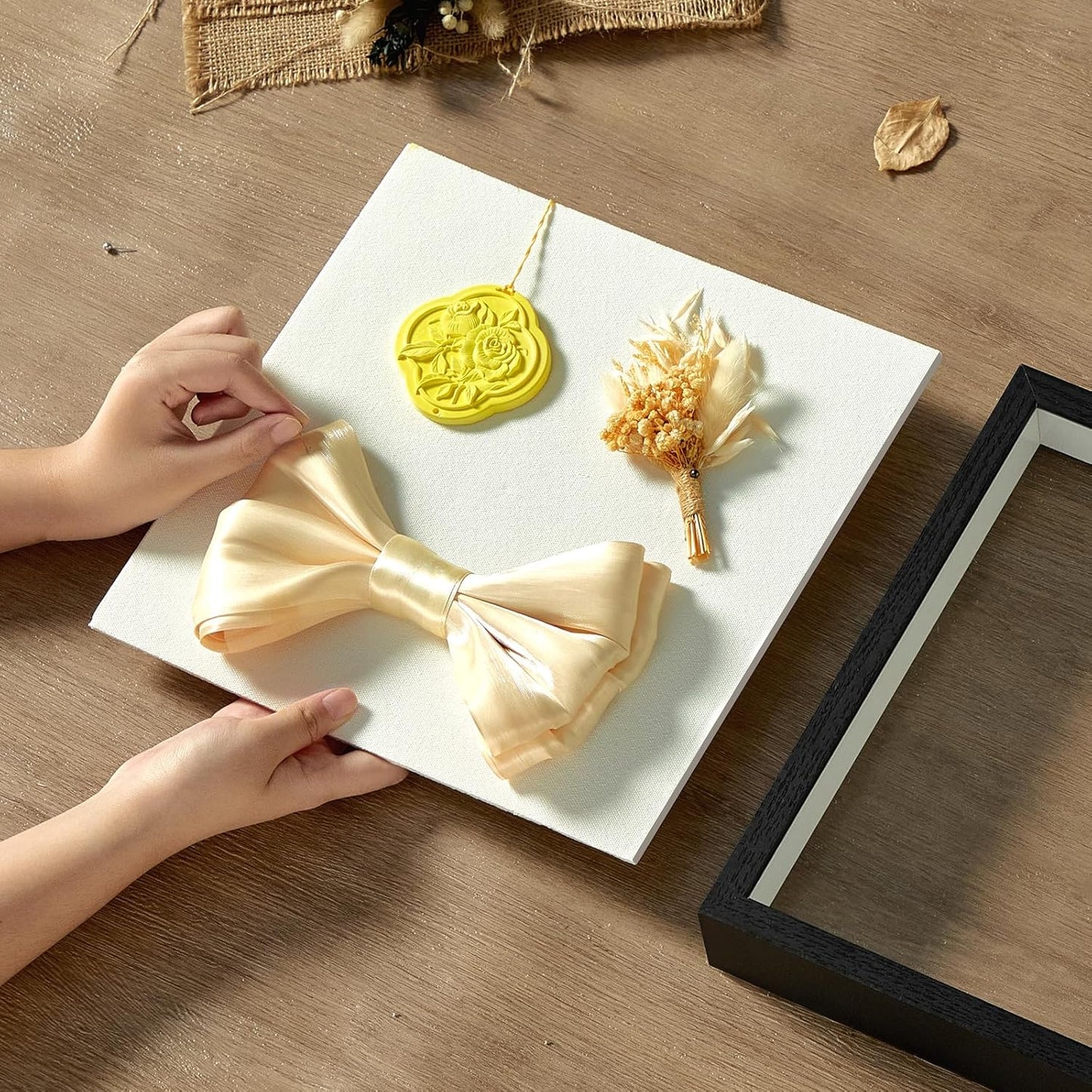 11x11 Shadow Box Display Case Picture Frame with Soft Linen Back, Deep Black Shadow Box 11x11 for Flowers Medal Display Case Jersey pet Graduation Memorabilia Baby Ltems Crafts Photos