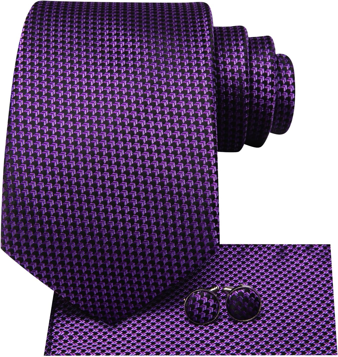 Dubulle Mens Paisley Striped Tie WOVEN Necktie for Men and Handkerchief Cufflinks Set Wedding Formal Business
