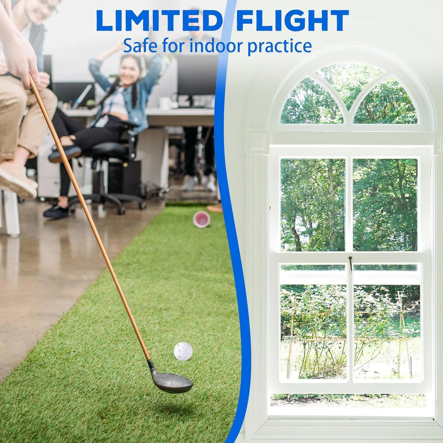 24 Pack Practice Golf Balls 42 mm Limited Flight Plastic Golf Training Airflow Hollow Ball for Driving Range Swing Practice Backyard Indoor Outdoor Home