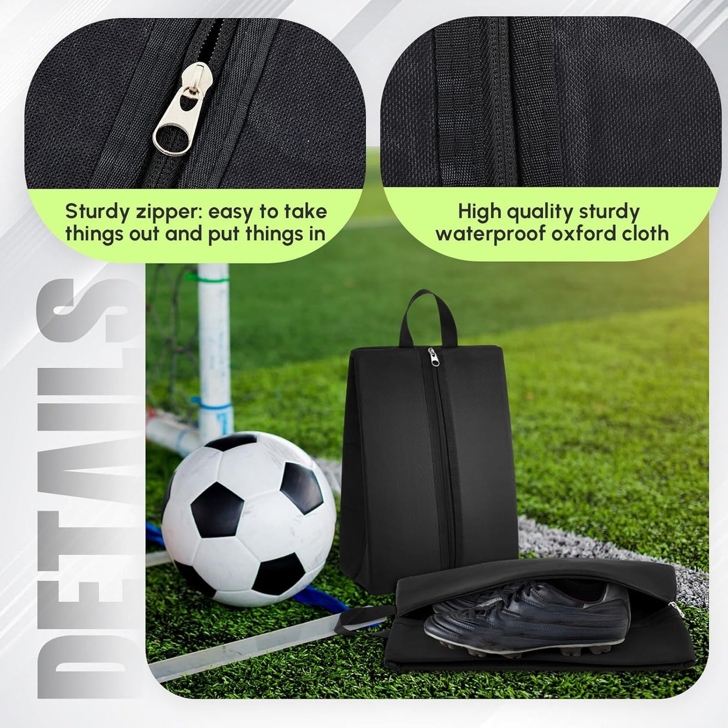 Leinuosen 4 Pack Smell Proof Shoe Cleat Bag for Travel Water Resistant Odor Absorbing Lightweight Golf Soccer Shoe Storage Organizer Pouch with Zipper for Gym Sports Work Men Women (Black)