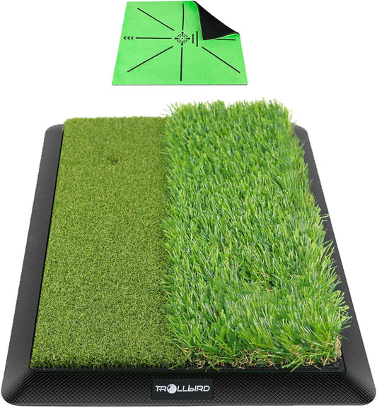 Dual-Turf Golf Hitting Mat with Replaceable Velvet Mat Golf Training Accessories for Swing Path Feedback 12.6"x16.5" Golf Practice Trainer Matt for Men Women Kids