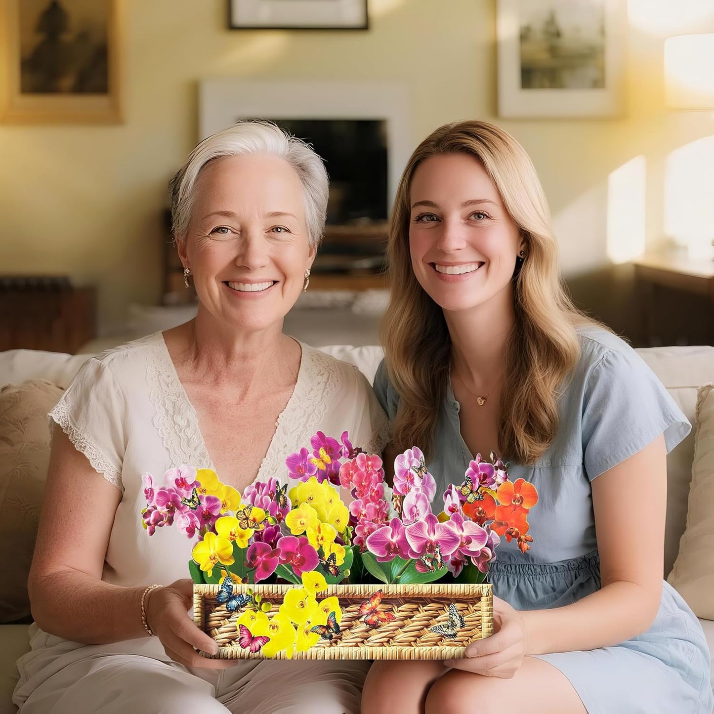 Paper Pop Up Orchid Bouquet Flower Card for Birthday, Holidays, Encouragement, Graduation Gift With Note Card & Envelope (Phalaenopsis Garden)