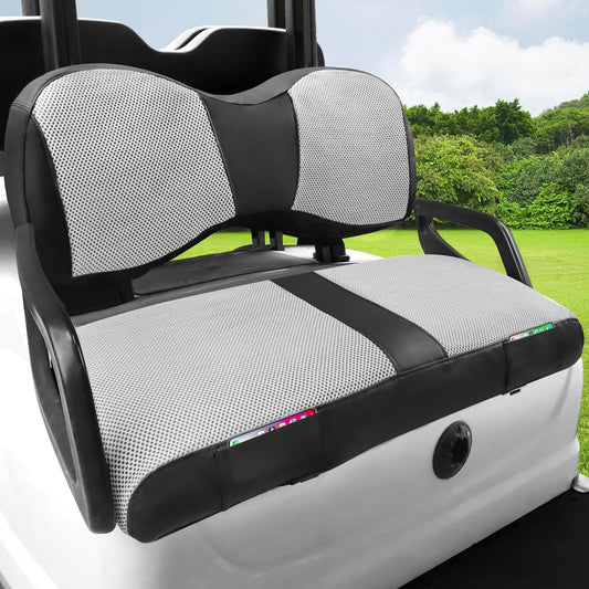 MOSNAI Yamaha Golf Cart Front Seat Cover for Drive G29 2007-2016 OEM Ordinary Seat Cushion, Breathable Polyester Mesh Cloth and Leather Combination Appearance, No Need Detaching Armrests