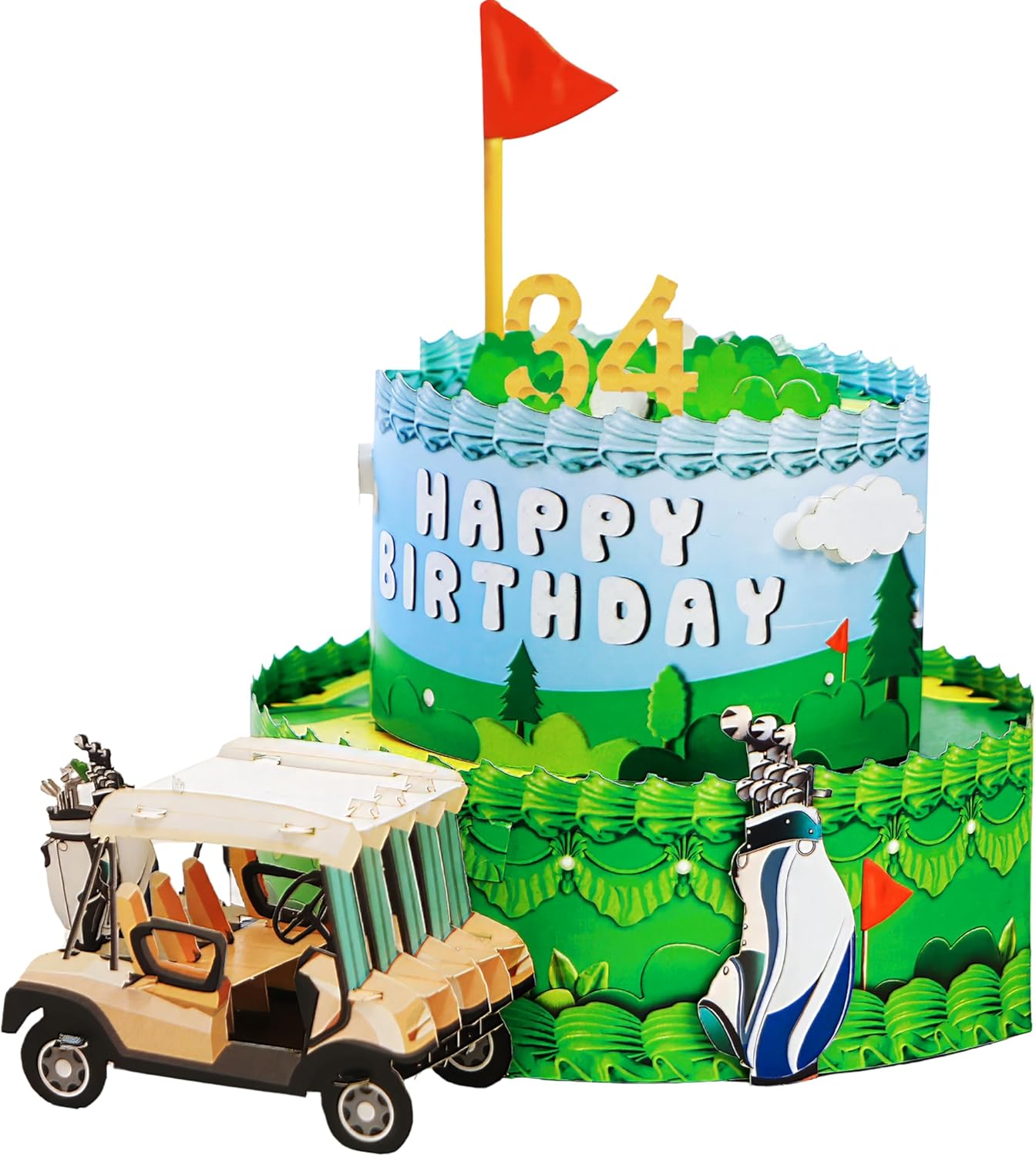 Golf Birthday Card - 3D Personalized, Funny, Handmade Birthday Card for Dad - Father's Day Pop Up Card for Golfers, Pap, Boss, Grandpa, Golf Men Husband from Daughter, Wife