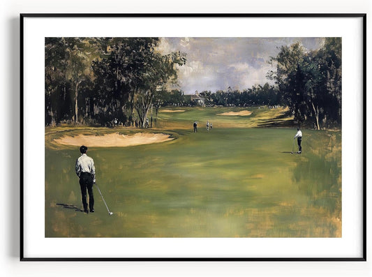 Vintage Golf Course Premium Giclee Fine Art Prints - Antique Style Golf Course Painting Posters, Golf Wall Art, Aesthetic Golfing Poster for Home Office Decor, Ready to Frame