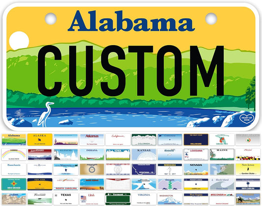 Mini License Plates, Personalized License Plates, Custom for Car, Bikes, ATV, Kids Car, Golf Cart, Jeep, 2x4 Inch, Rust-Free Fade Resistant Aluminum, USA Made by My Sign Center (Alabama)