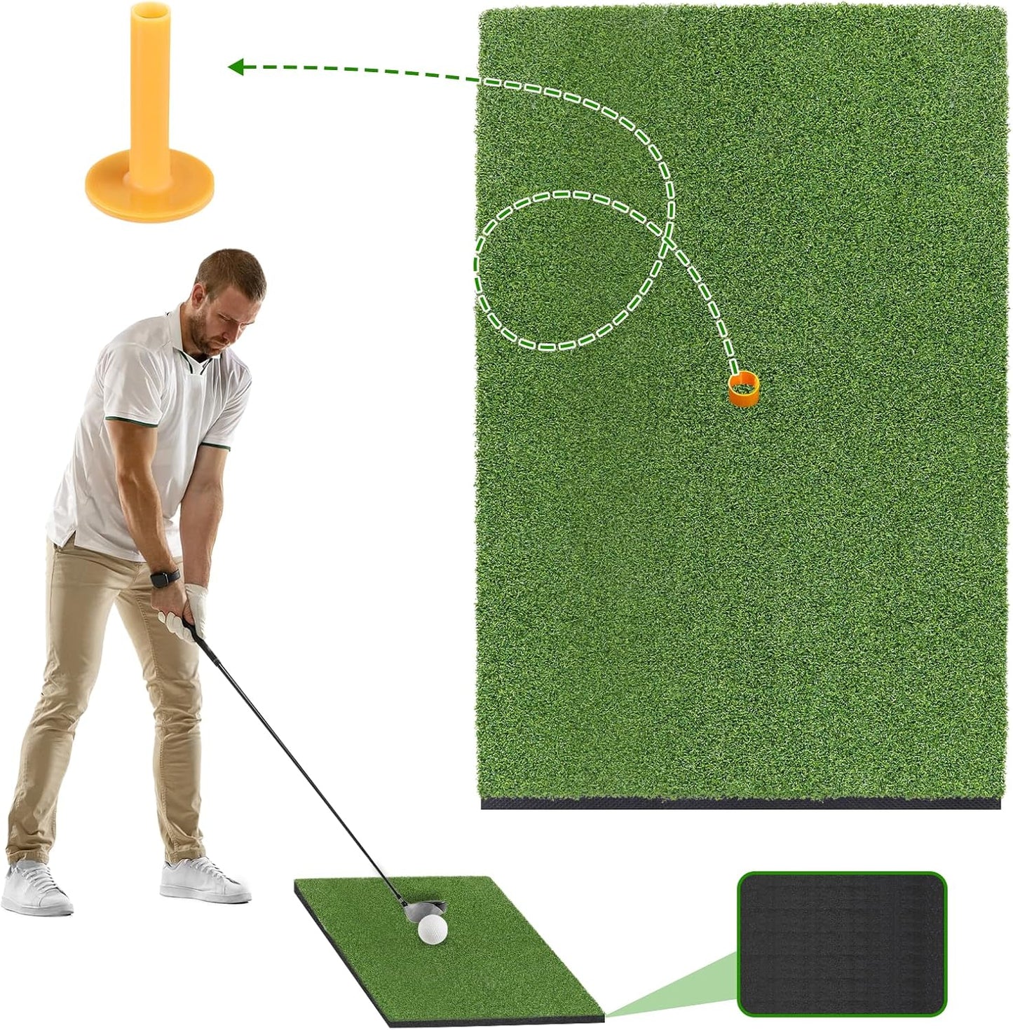 Golf Hitting Mat 24" x 16" Thickened Golf Mats for Chipping and Driving, Golfs Practice Swing Mat Turf Mats for Indoors & Outdoors