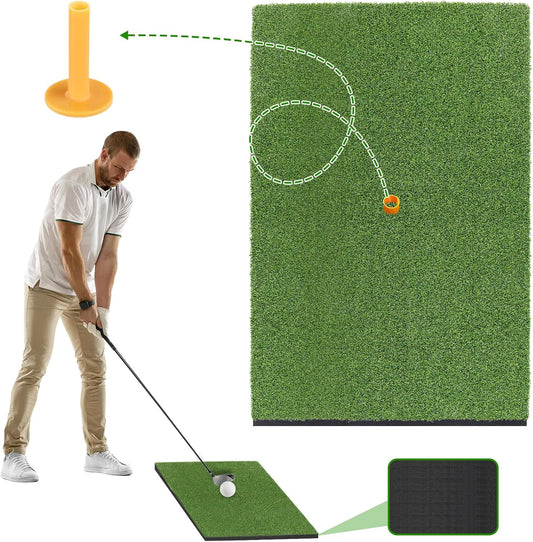 Golf Hitting Mat 24" x 16" Thickened Golf Mats for Chipping and Driving, Golfs Practice Swing Mat Turf Mats for Indoors & Outdoors