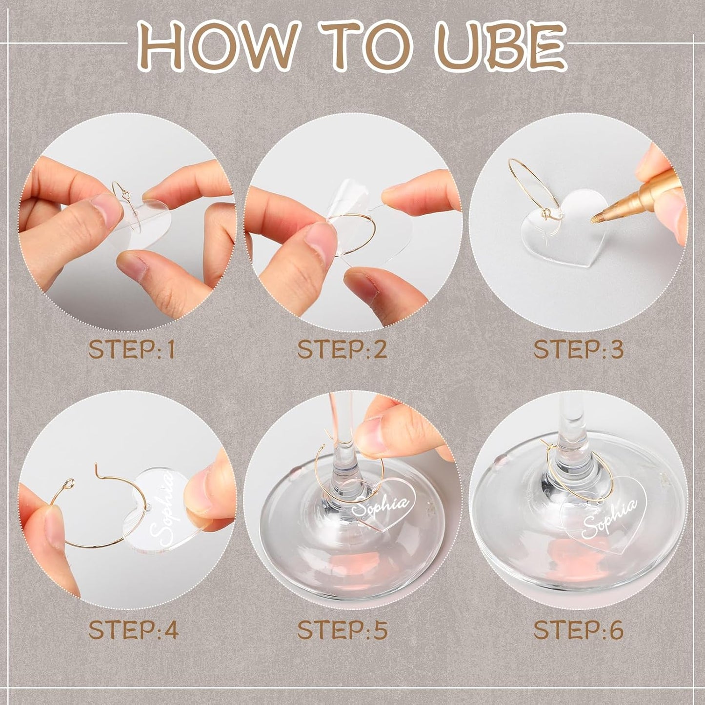 Tondiamo 40 Pcs DIY Wine Charms for Glasses Acrylic Wine Charms with Rings Tags Marker Pen Blank Glass Labels Bulk for Stem Cocktail Champagne Wedding Dinner Party Favor