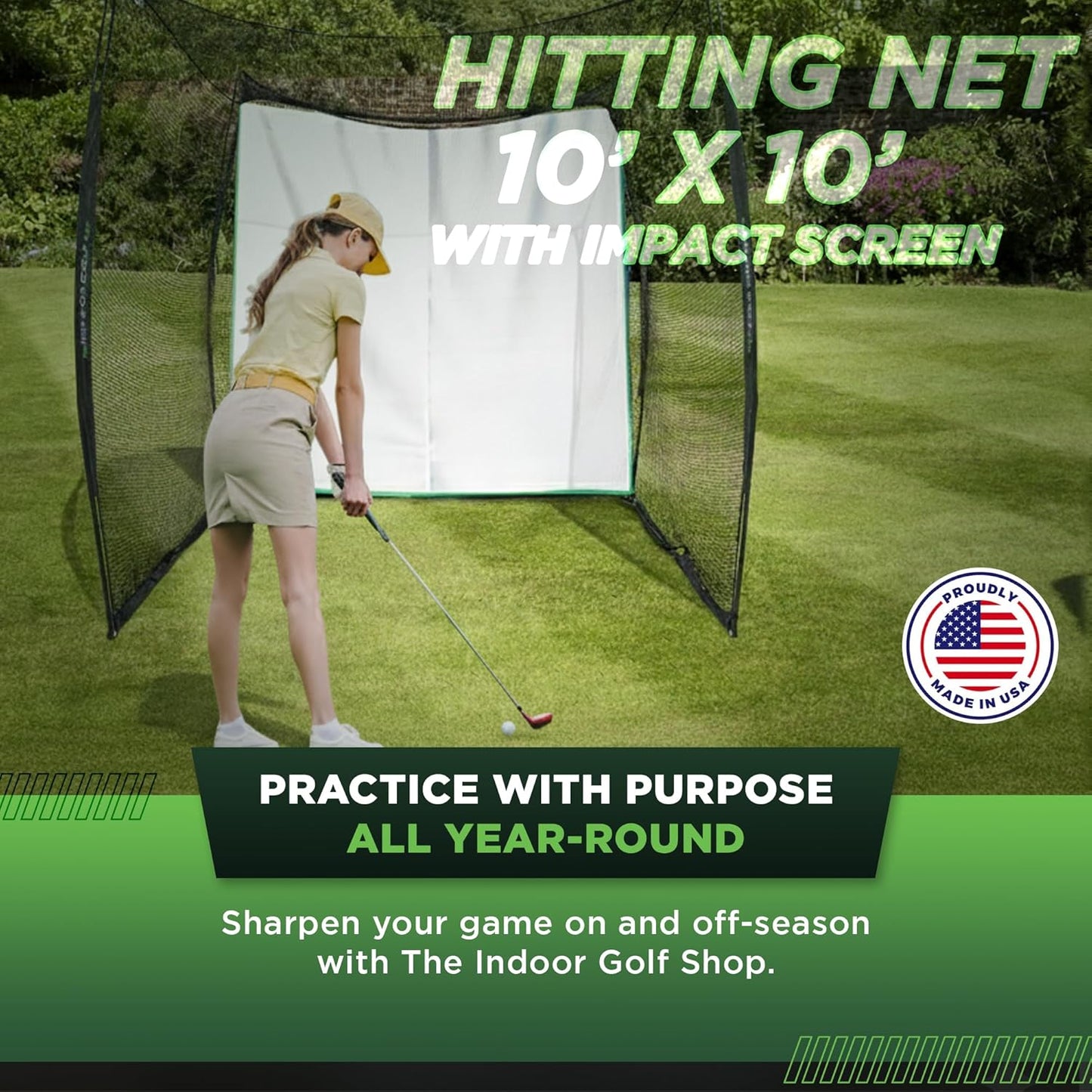 Hitting Net with Target Knotless Golf Net for Indoor and Outdoor Practice - Arrives Ready to Assemble and Use