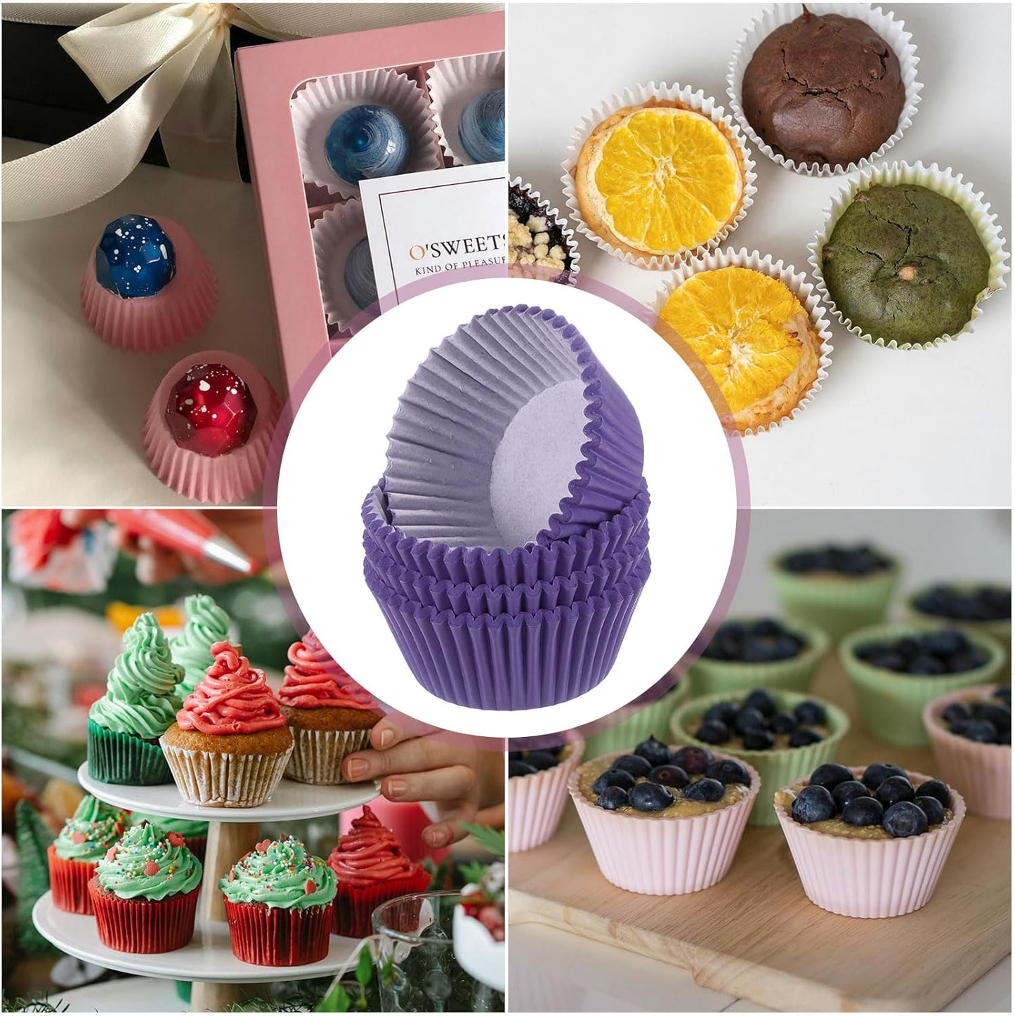 HARFINGTON 100 Count Cupcake Liners Purple Cupcake Cups Standard Size Muffins Liners Papers Baking Cups Wrappers Greaseproof for Party Wedding Birthday