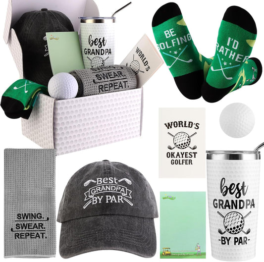 Golf Gifts for Grandpa Unique Gifts for Grandpa Funny Golf Gifts for Men Including Tumbler Mug Socks Sport Towel Baseball Cap Notepad Relief Stress Ball for Birthday Christmas Father Day