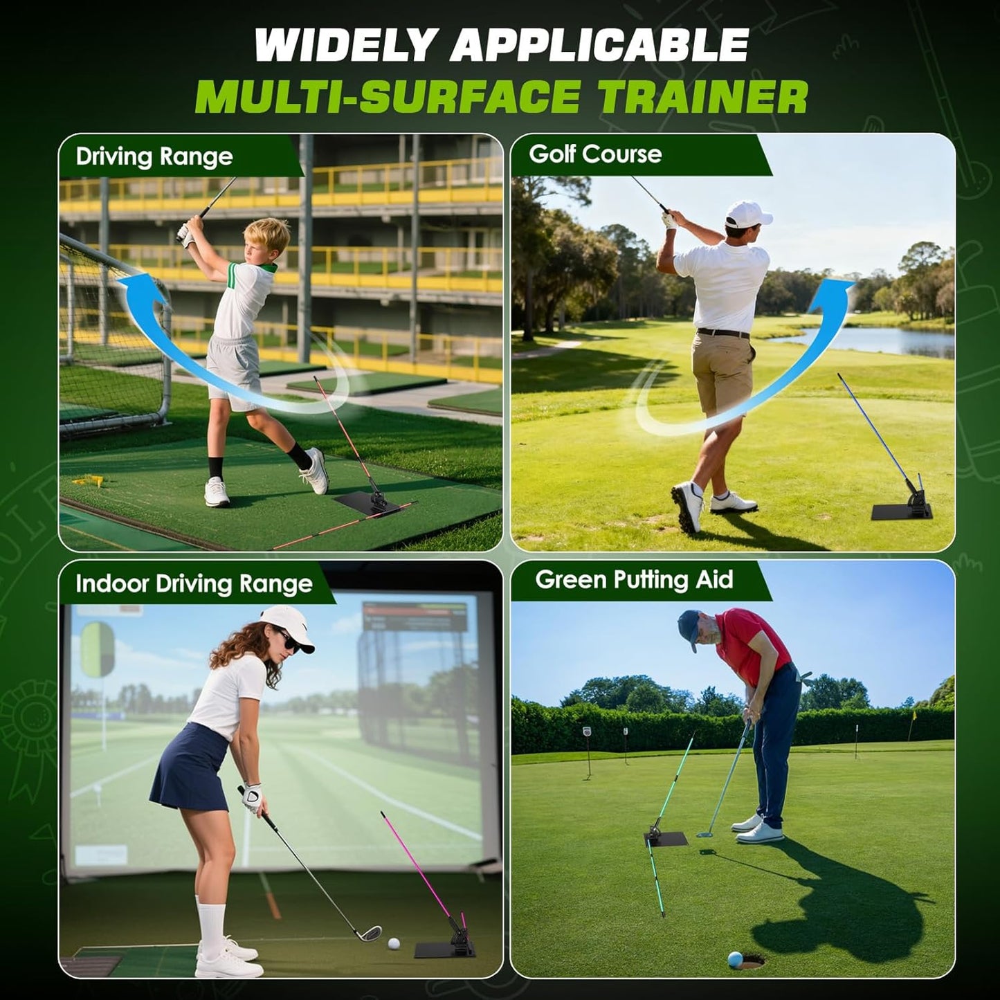 Pro Golf Alignment Sticks Holder – Adjustable Swing Plane Trainer with Weighted Base | Angle Plate Golf Training Aid for Swing Path, Putting & Aiming