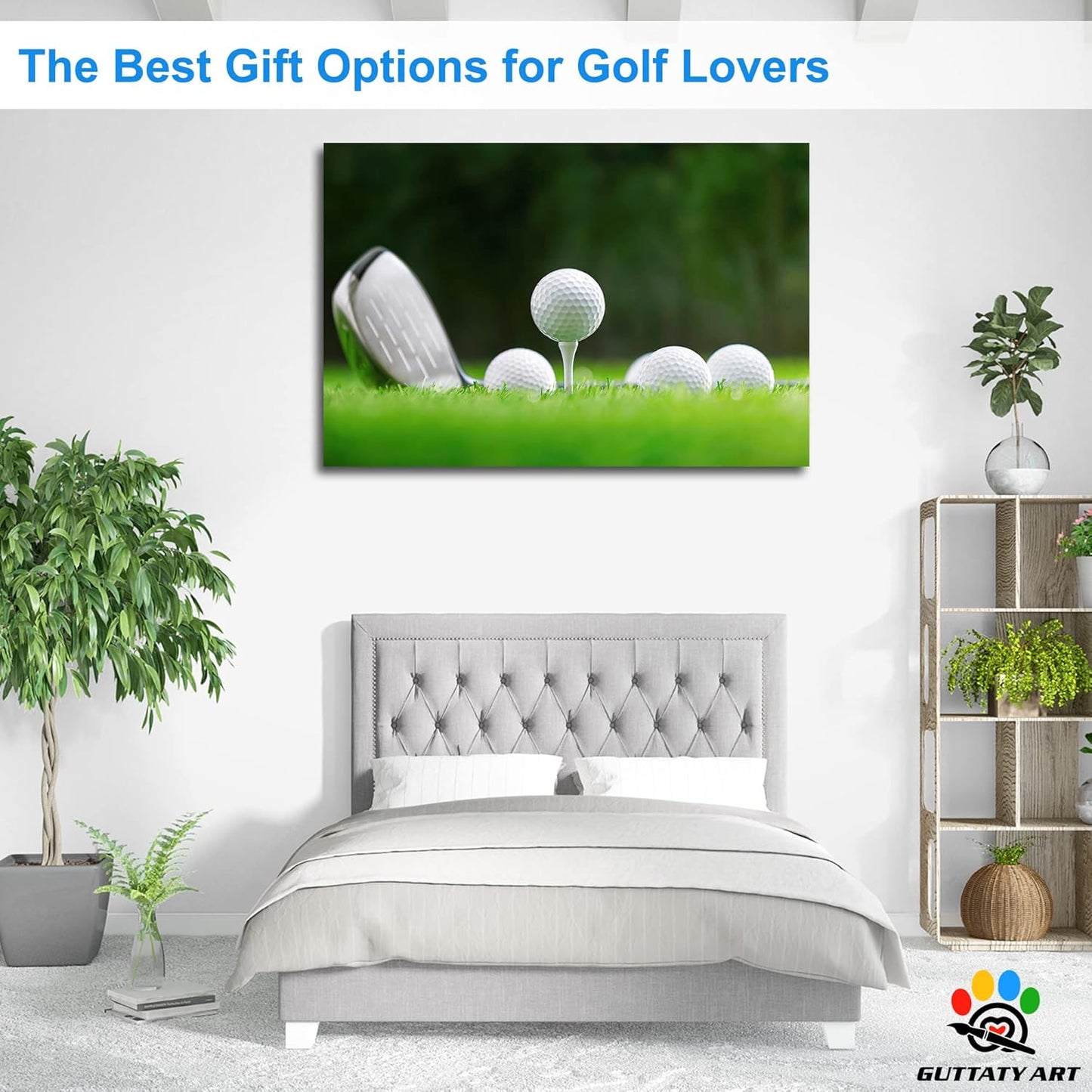 GUTTATY Golf Wall Art, Golf Pictures Posters Canvas Print Wall Decor for Golfer's Man Cave Home Ofice Ready to Hang (32x48 Inches)