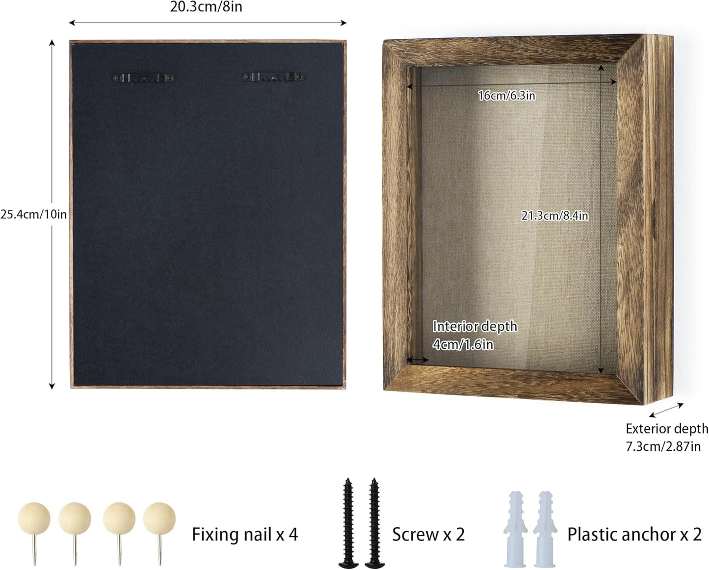 Love-KANKEI Shadow Box Frame 8x10 Shadow Box Display Case with Linen Back Memorabilia Awards Medals Photos Memory Box Gift Carbonized Black