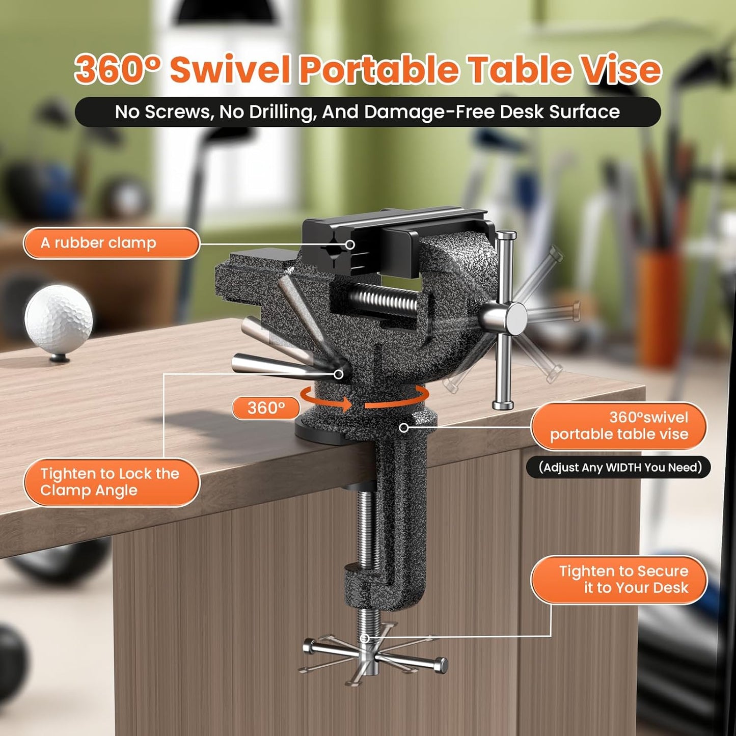 Golf Grip Kit for Regripping Golf Club, Golf Grip Removal Tool with Portable Vise Clamp, Solvent, 15 Double-Sided Tapes (2"x10"), Hook Knife & Tape Remover & Rubber Sleeve – DIY Golf Club Repair Kit