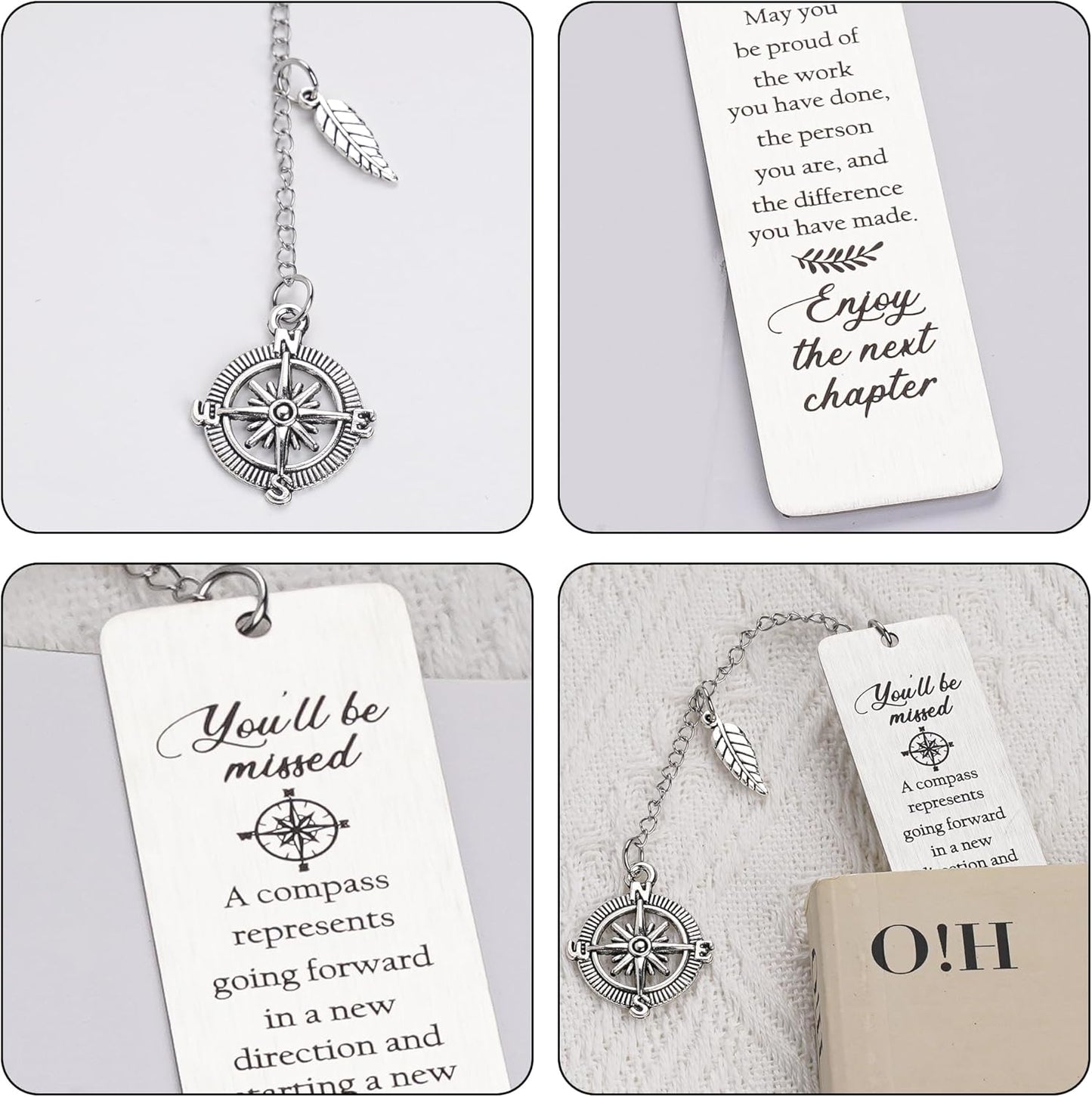 Coworker Leaving Gifts Bookmark for Women - Metal Farewell Book Marks with You’ll Be Missed Compass Quote, New Chapter Gift for Colleagues Teacher Boss Retirement and Promotion